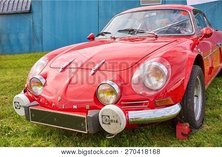 Houtaud/franche Comté/france/june 2018 : Red 1960s Renault Alpine A110 Parks At Oldtimer Car Rallye