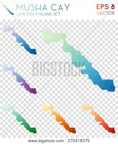 Musha Cay Geometric Polygonal Maps, Mosaic Style Island Collection. Ecstatic Low Poly Style, Modern