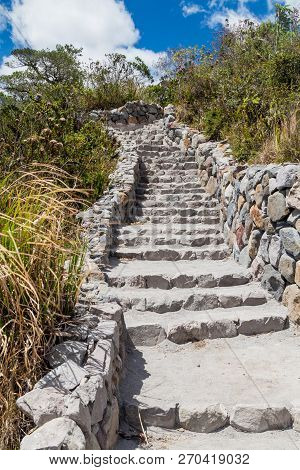 Part Of Trekking Trail Aroud Cuicocha Lake In Ecuador