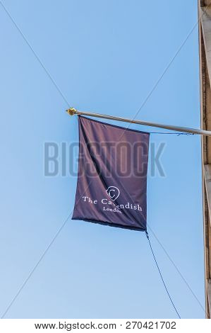 London. November 2018. A View Of A Flag Outside The Cavendish Hotel In St James In London