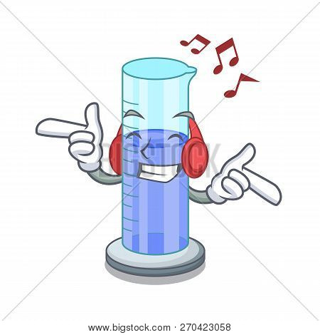 Listening Music Graduated Shaped Cylinder Isolated On Cartoon