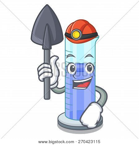 Miner Graduated Shaped Cylinder Isolated On Cartoon