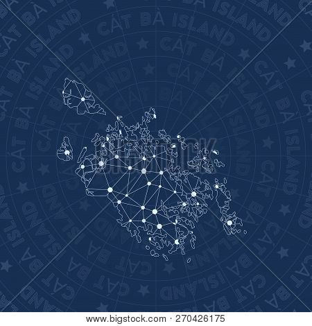 Cat Ba Island Network, Constellation Style Island Map. Modern Space Style, Modern Design. Cat Ba Isl