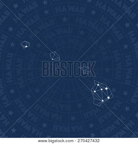 Hawaii Network, Constellation Style Us State Map. Superb Space Style, Modern Design. Hawaii Network