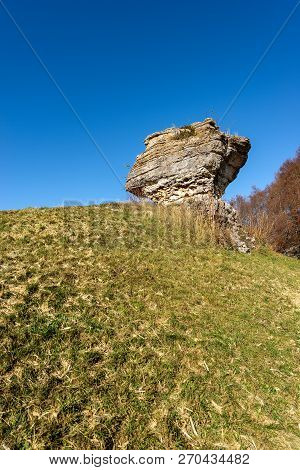 Limestone Monolith - Unusual Karst Erosion Formation In The Regional Natural Park Of Lessinia (valle