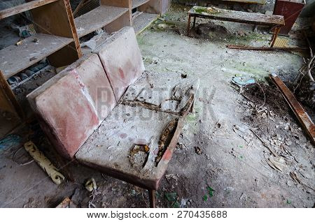 Disruption In Hall Of Hospital No. 126, Abandoned Ghost Town Of Pripyat In Chernobyl Npp Alienation 