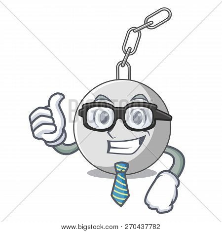 Businessman Wrecking Ball Hanging From Chain Cartoon