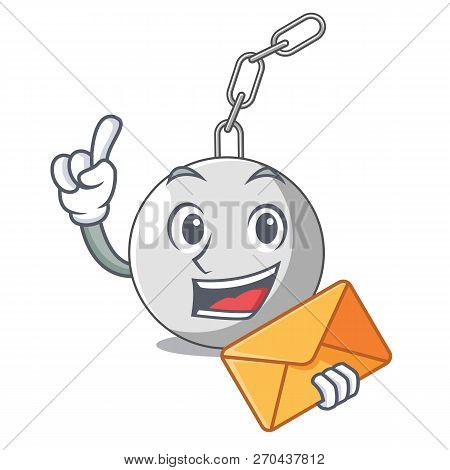 With Envelope Wrecking Ball Hanging From Chain Cartoon