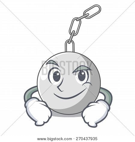 Smirking Wrecking Ball Hanging From Chain Cartoon