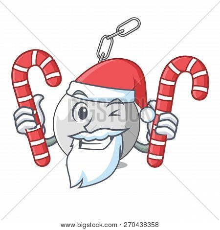 Santa With Candy Wrecking Ball Attached Character On Hitting