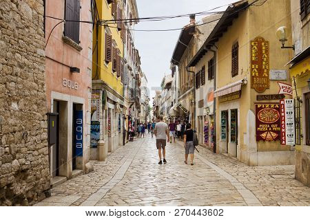 Porec, Croatia - September 3, 2012: A Lane In The Old Town Of Porec. Porec Is A Touristic Town On Th