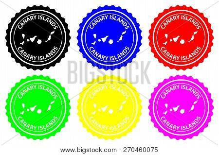 Canary Islands - Rubber Stamp - Vector, Canary Islands ( Islas Canarias) Map Pattern - Sticker - Bla