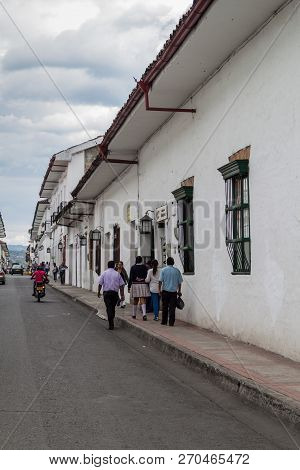 Popayan, Colombia - September 10, 2015: Street In Colonial City Popayan Colombia