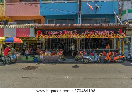 Pattaya,thailand - October 18,2018: Soi Buakhaow This Is Neya S Bar 2,a Bar For Drinking,gambling An