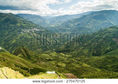 Valley Of Ullucos River In Cauca Region Of Colombia