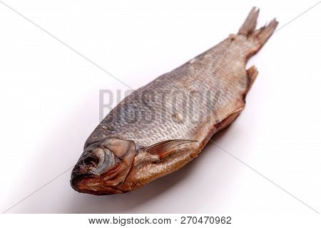 Dry Fish Ide Isolated On A White Background. The Latin Name Is Leuciscus Idus.