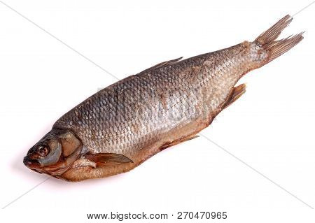 Dry Fish Ide Isolated On A White Background. The Latin Name Is Leuciscus Idus.
