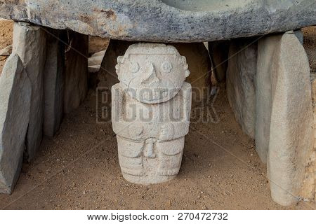 Statue In A Tomb In Alto De Las Guacas Archeological Site Near San Agustin, Colombia