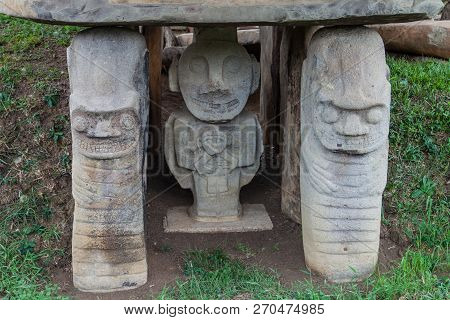 Ancient Statues In Archeological Park In San Agustin, Colombia