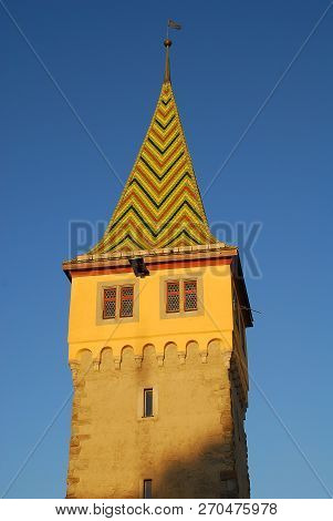 The Top Of The Tower Mangturm, Harbour Of Lindau, Lake Constance (german: Bodensee).  The Mangturm T