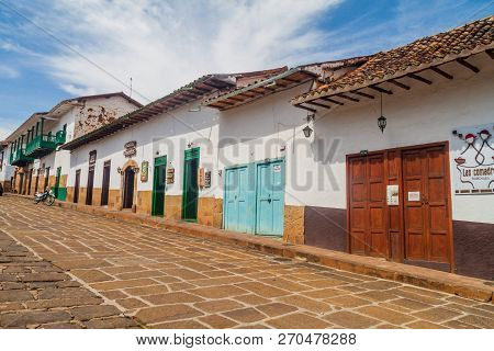 Barichara, Colombia - September 17, 2015: Old Colonial Houses In Barichara Village Colombia