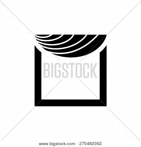 Fabric Valance With Asymmetric Swag. Vector Illustration. Flat Icon Of Pelmet. Top Window Decoration