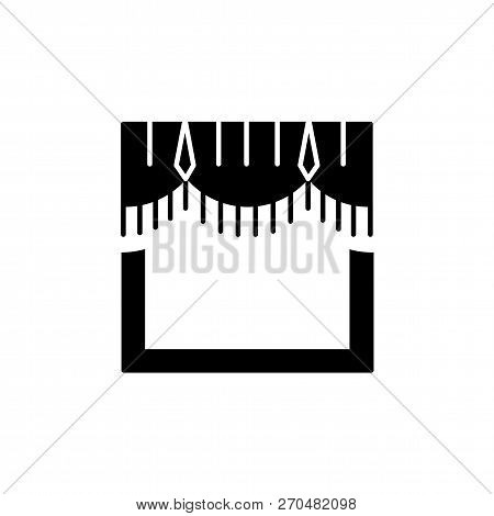 Fabric Pelmet. Vector Illustration. Flat Icon Of Scalloped Valance. Top Window Decoration. Isolated 