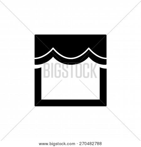 Vector Illustration Of Fabric Scalloped Valance. Flat Icon Of Window Pelmet. Isolated Object On Whit