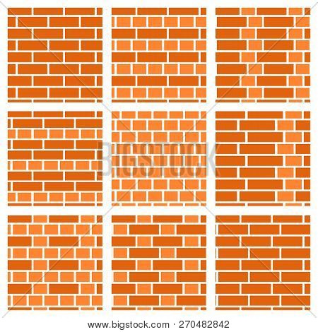 Brown Brick Wall Background. Set Of Seamless Vector Patterns. Different Types Of Bricklayers & Mason