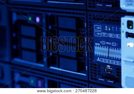 Server Stack With Hardrive In The Data Center