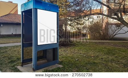 Large Blank Advertisement Banner Sign Urban Public White Isolated Clipping Path Ad Template Mock Up