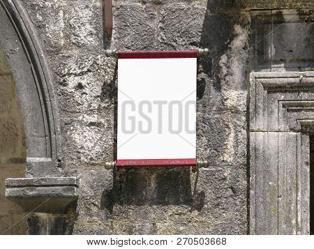 Large Blank Advertisement Banner Sign Urban Public White Isolated Clipping Path Ad Template Mock Up