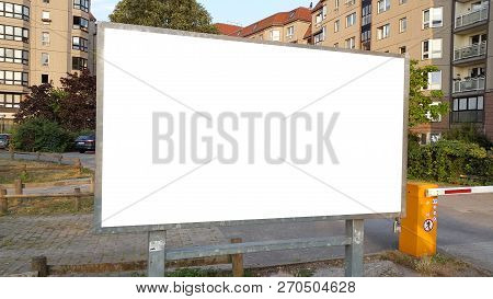 Large Blank Advertisement Banner Sign Urban Public White Isolated Clipping Path Ad Template Mock Up
