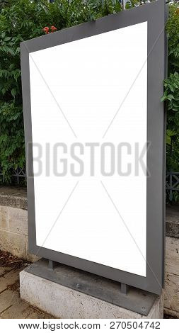 Large Blank Advertisement Banner Sign Urban Public White Isolated Clipping Path Ad Template Mock Up