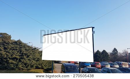 Large Blank Advertisement Banner Sign Urban Public White Isolated Clipping Path Ad Template Mock Up