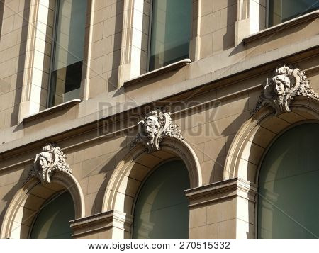 Old Building Facade, In Recoleta Neighborhood. Buenos Aires, Argentina.