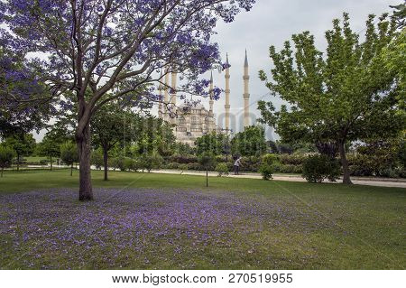 Adana / Turkey, Sabanci Central Mosque View. Travel Concept Photo.