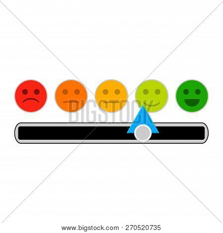 Credit Mood Indicator With Smile Face. Vector Minimum And Maximum Loan, Indebtedness Information Ill