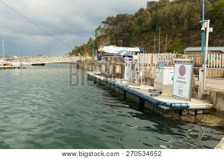 Morgat, France 29 May 2018 Gas Station For Ships And Boats On The Port.