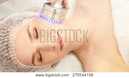 Light Therapy Procedure. Heal Beauty Treatment. Woman Facial Device. Anti Age And Wrinkle