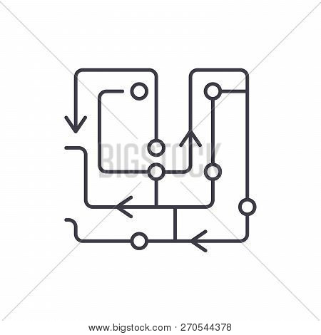 Computer Algorithms Line Icon Concept. Computer Algorithms Vector Linear Illustration, Symbol, Sign