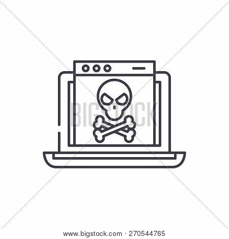Computer Virus And Bugs Line Icon Concept. Computer Virus And Bugs Vector Linear Illustration, Symbo