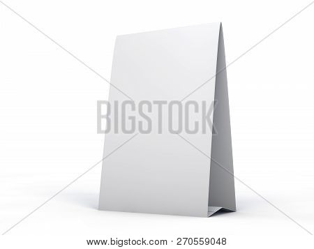 Stand For Booklets With White Sheets Of Paper. Mockup. 3d Rendering