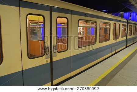 Munich, Germany - September, 2013: Subway Train In Munich, Germany