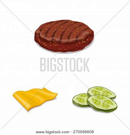 Vector Design Of Burger And Sandwich Logo. Set Of Burger And Slice Vector Icon For Stock.