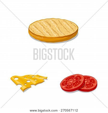 Vector Illustration Of Burger And Sandwich Logo. Collection Of Burger And Slice Vector Icon For Stoc