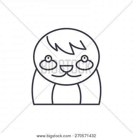Funny Badger Line Icon Concept. Funny Badger Vector Linear Illustration, Symbol, Sign