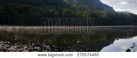 Derwent Water Reflections With Mist, Lake District, Cumbria, England