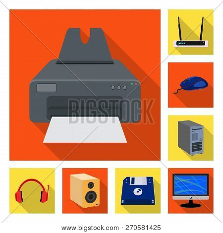 Vector Design Of Laptop And Device Icon. Collection Of Laptop And Server Stock Symbol For Web.