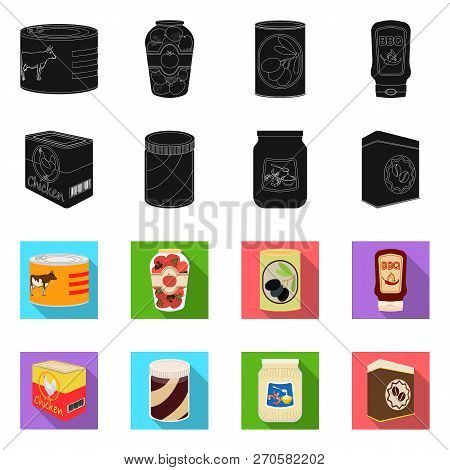 Vector Design Of Can And Food Logo. Set Of Can And Package Stock Vector Illustration.